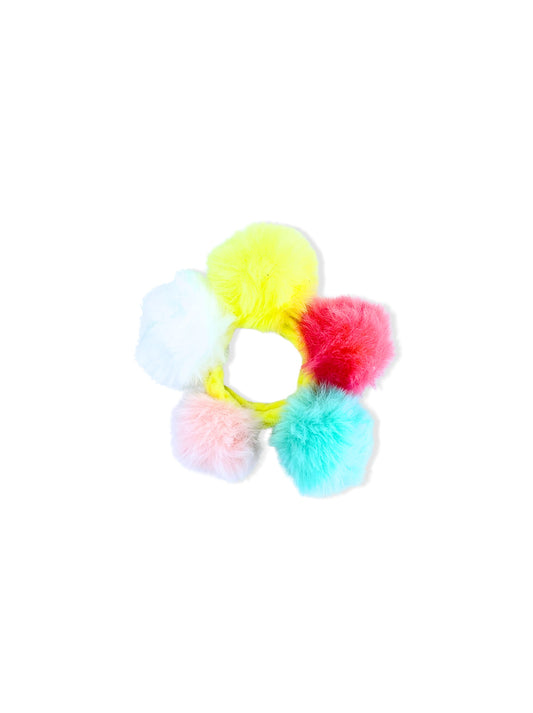 Hair elastic with colorful pompoms