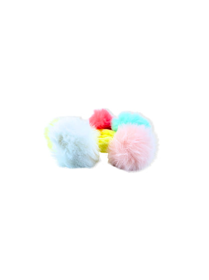 Hair elastic with colorful pompoms