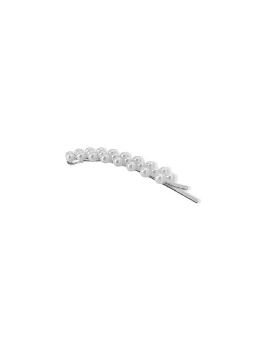 Silver hair clip with pearls