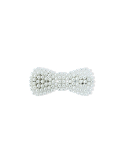 Silver hair clip with pearls