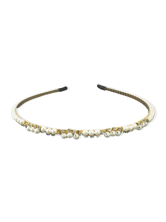 Fine golden headband with pearls and crystals
