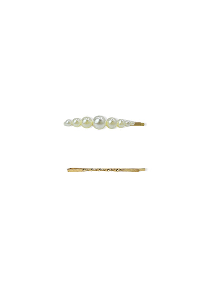 Barrette à cheveux dorée avec perles