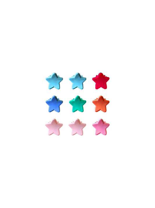 Set of small colorful star hair clips