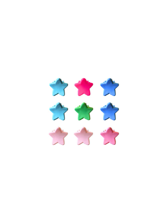 Set of small colorful star hair clips