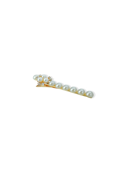 Golden hair clip with pearls