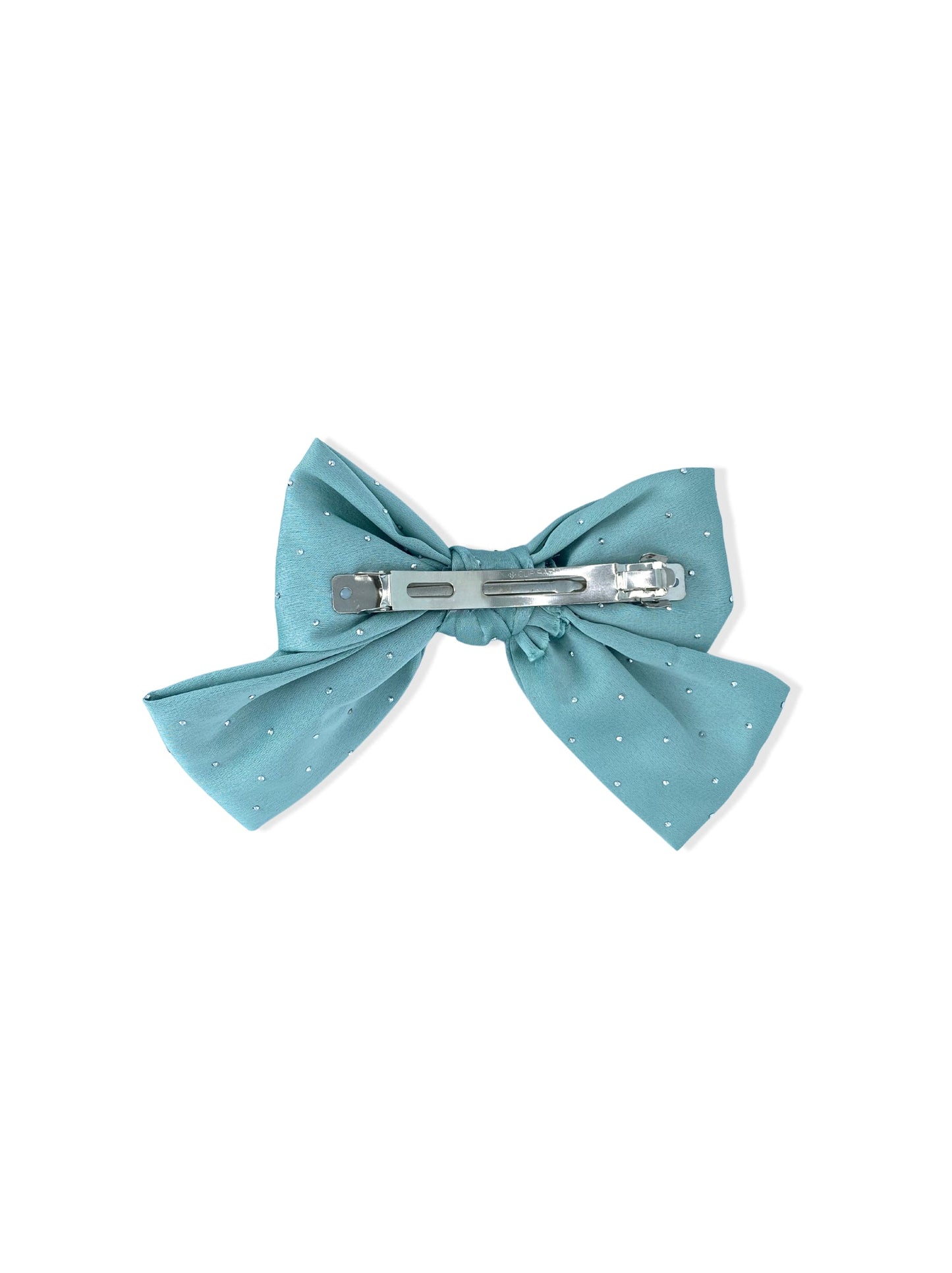 French hair clip with green bow