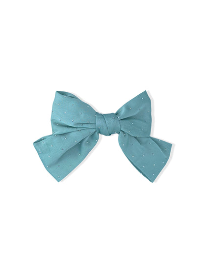 French hair clip with green bow