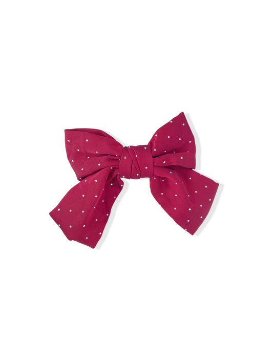 French hair clip with red bow