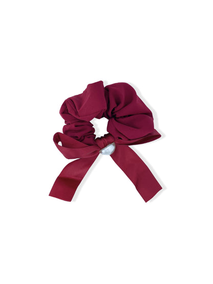 Red hair elastic with bow and pearl