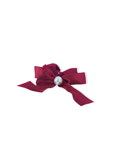 Red hair elastic with bow and pearl