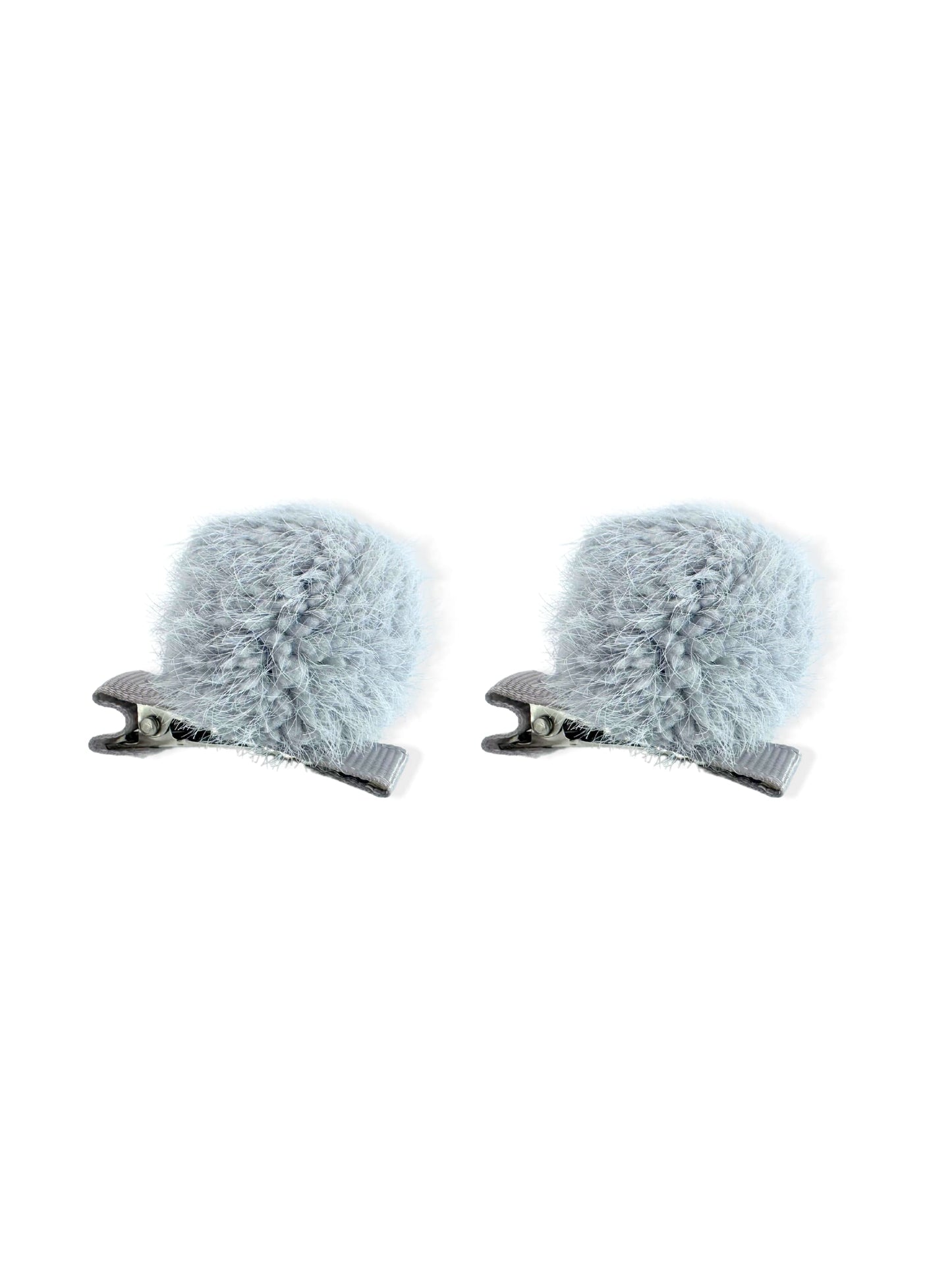 Hair clip with gray pompom