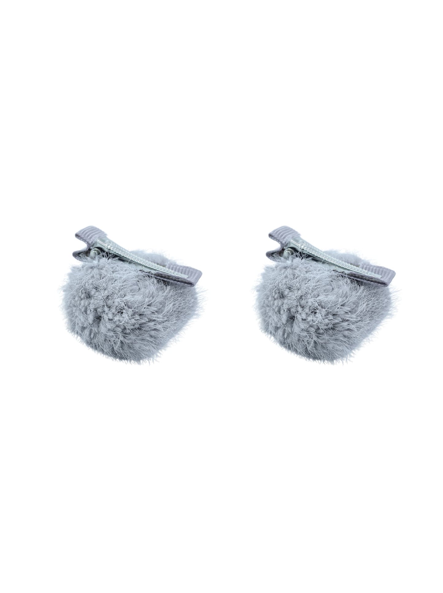 Hair clip with gray pompom