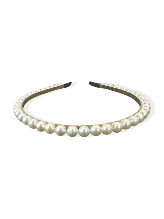 Thin golden headband with pearls