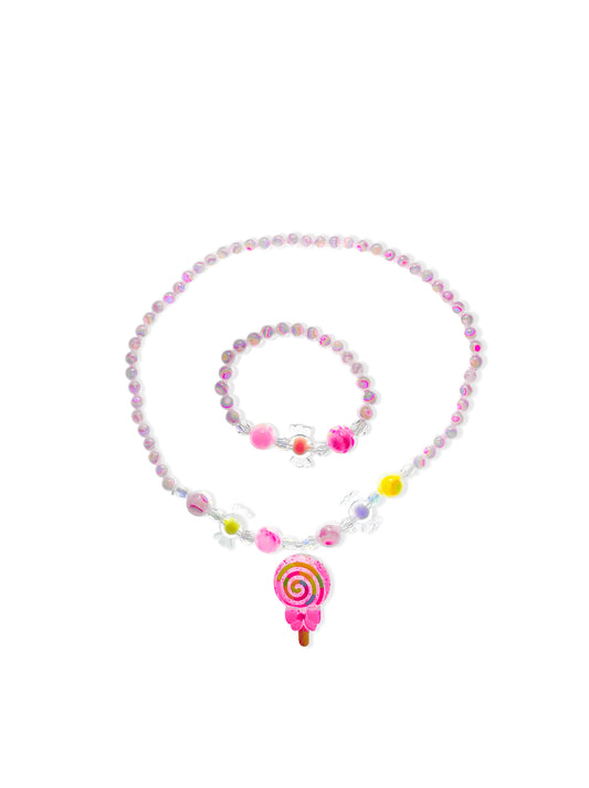 Colorful bead necklace and bracelet set